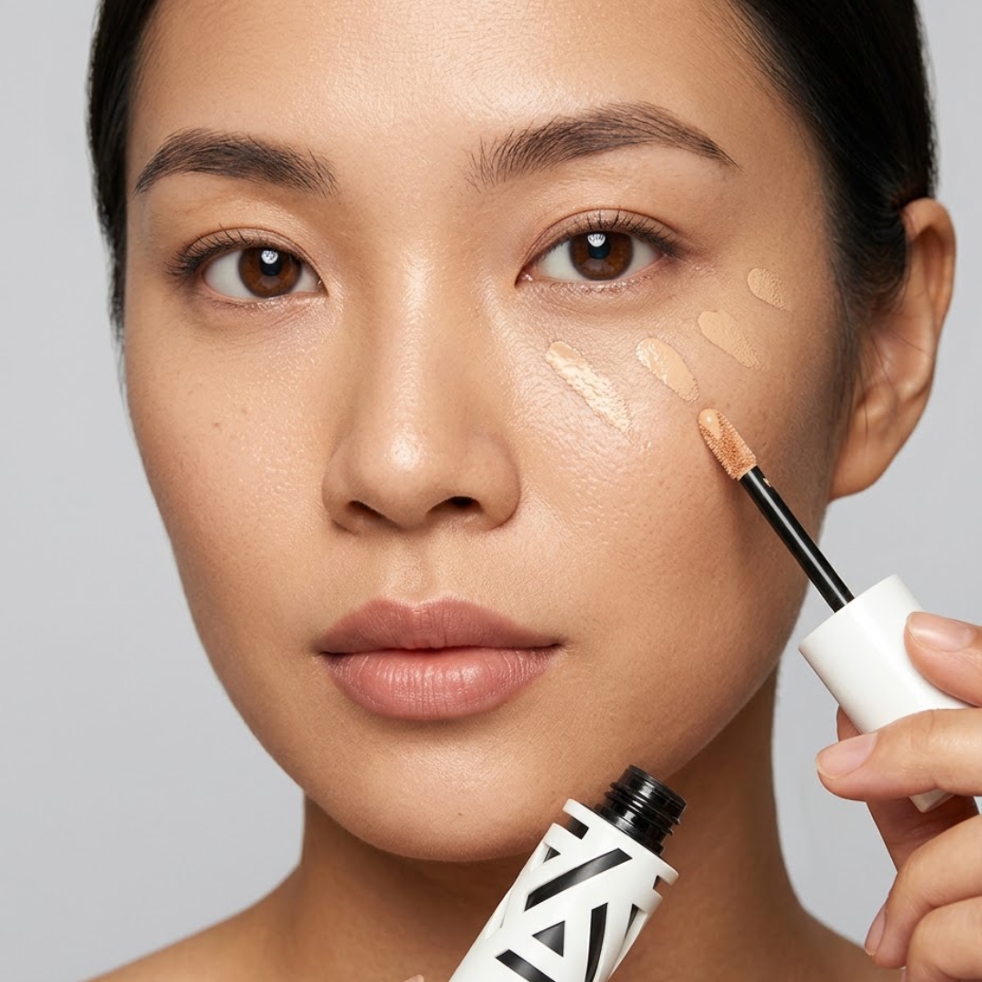 Model applying Glow and Go Liquid Concealer