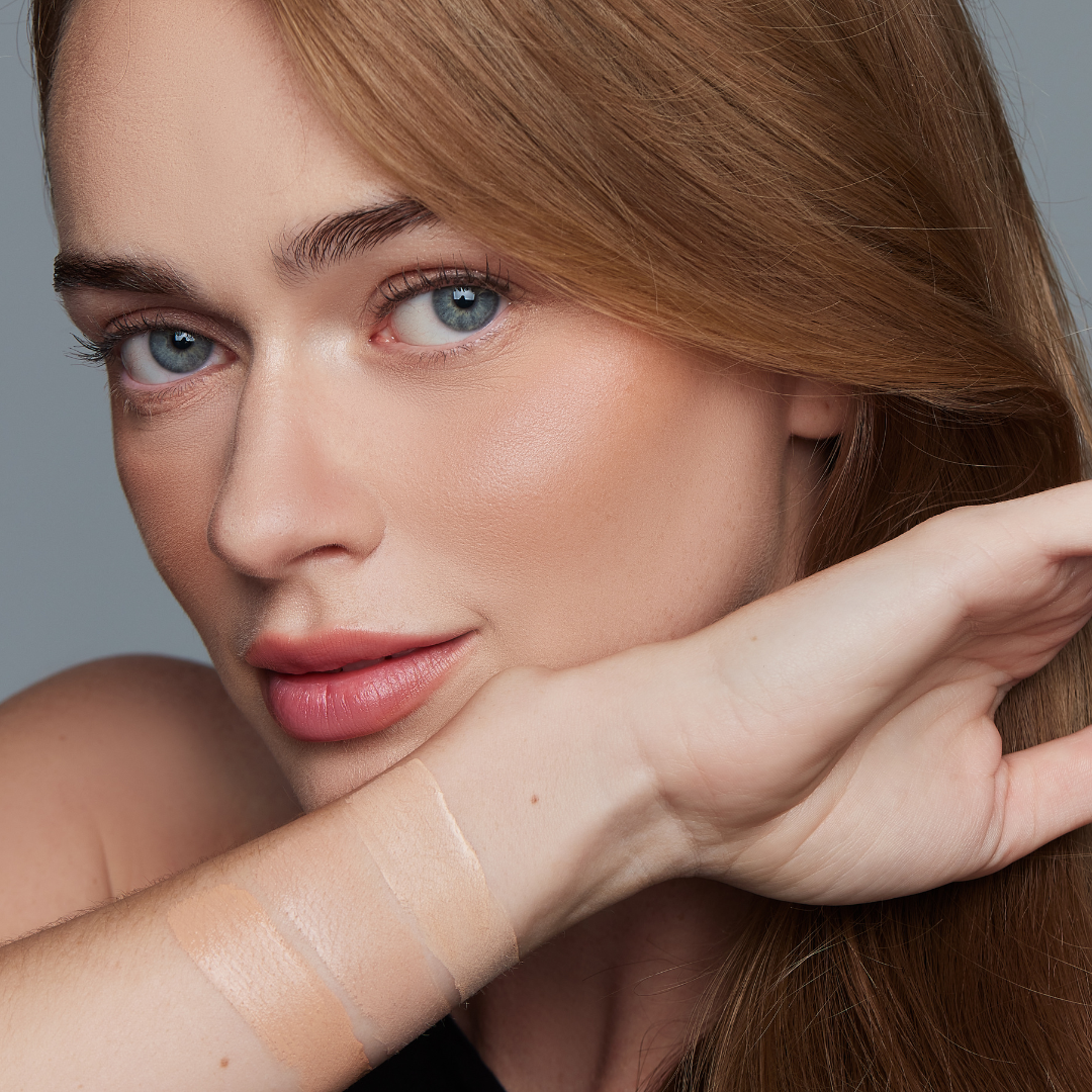 Model wearing Youth Elixir Liquid Foundation