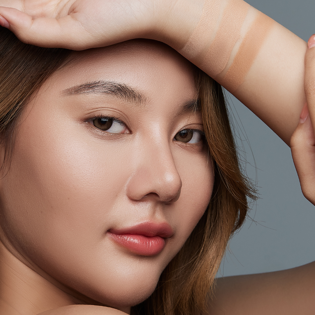 Model wearing Youth Elixir Liquid Foundation